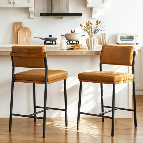 Faux leather bar stools set - faux,