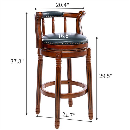 Leather wood bar stool - leather,